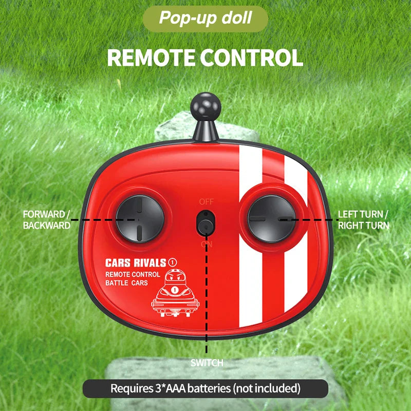 Voiture de bataille télécommandée avec poupées d'éjection 2.4G - Cadeau amusant pour enfants, pack de 2