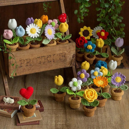 Décor de pot de fleurs au crochet fait main