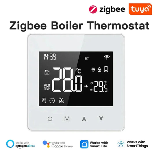 Thermostat d'affichage de chaudière à eau Tuya Zigbee - Contrôle de température WiFi via SmartLife Google Alexa Apps