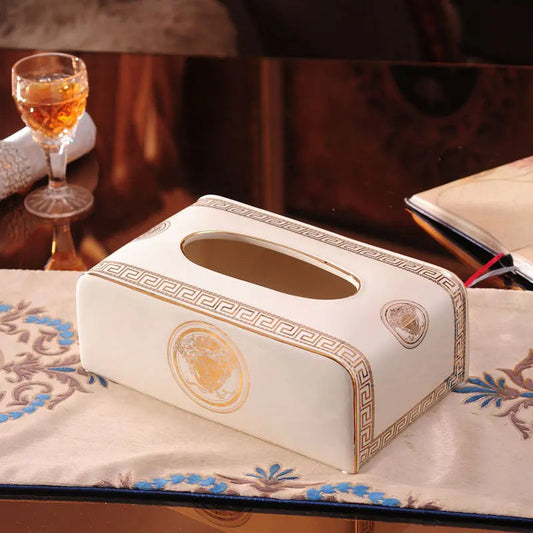 Boîte à mouchoirs en céramique Medusa élégante - Design en porcelaine minimaliste pour la décoration intérieure
