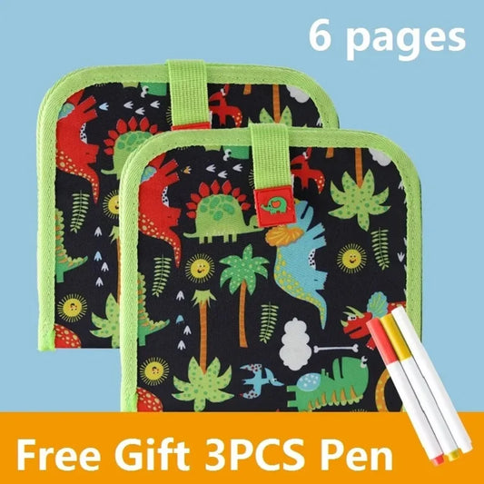 Tableau de dessin magique à 6 côtés pour enfants - tableau éducatif effaçable avec 3 crayons à craie, côtés transparent et noir, activité de coloriage amusante