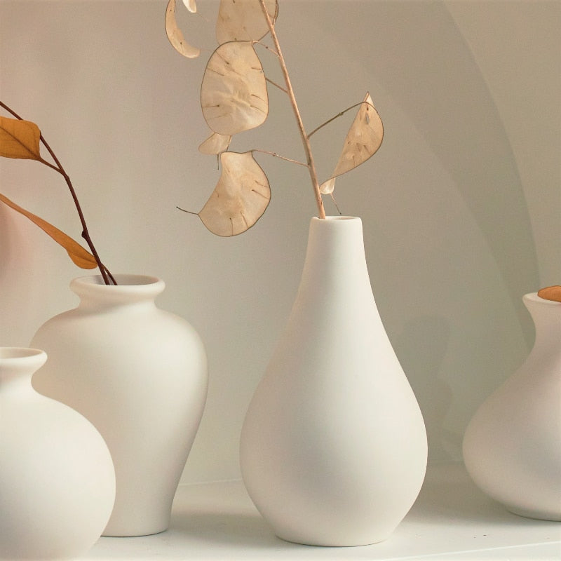 Ensemble de 5 vases blancs - Pure collection de céramique et porcelaine faite à la main