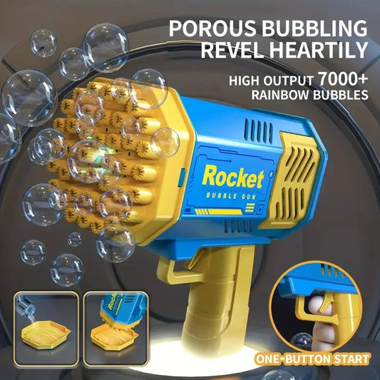 Pistolet à bulles électrique 40 trous - Amusement en extérieur pour enfants, sans piles ni solution à bulles requises