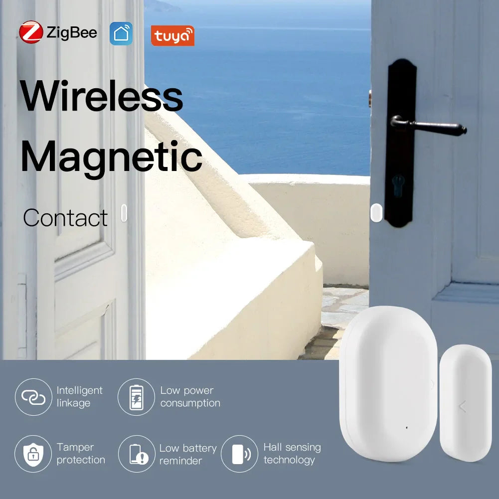 Capteur de fenêtre de porte de portail intelligent Tuya ZigBee - Détecteur de sécurité WiFi contrôle via les applications SmartLife Google Alexa