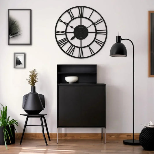ÉléganceTemps – Horloge Murale Rétro avec Chiffres Romains, Style Ouvert