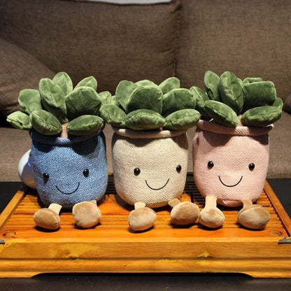 Coussin Succulent en Peluche – Coussin Décoratif Créatif en Design de Pot pour Chambre d'Enfant et Salon, Cadeau Idéal
