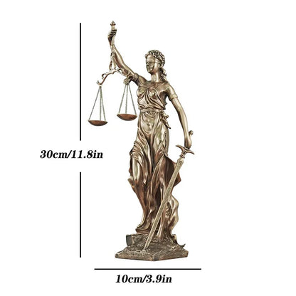 Floroux Déesse de la Justice Statue | Sculpture en Bronze Antique | Décor pour Maison & Bureau