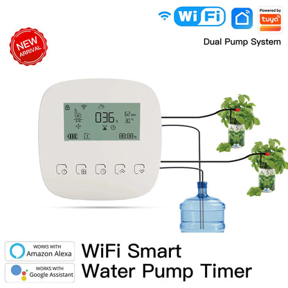 Tuya Smart Water Pump Timer - Contrôle d'arrosage par irrigation micro-goutte WiFi via les applications SmartLife Google Alexa