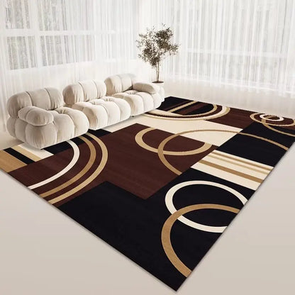 Tapis Skandi marron luxueux pour le salon et la chambre – Lavable, antidérapant et grande superficie