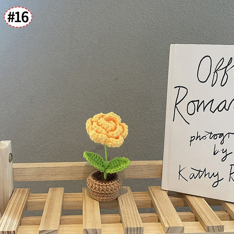 Décor de pot de fleurs au crochet fait main