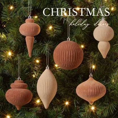 Boules de Noël en velours élégantes incassables - Décor d'arbre de Noël vert, réutilisables et toucher doux 6PCS