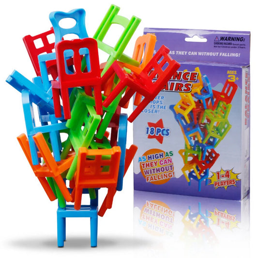 Chaises d'équilibre éducatives Jeu pour enfants - Ensemble de jouets coloré de 18 pièces, plastique ABS écologique, activité d'apprentissage amusante