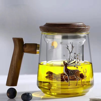 Floroux glass tea cup with filter | Heat-resistant water cup | Kung-Fu tea set for office and home