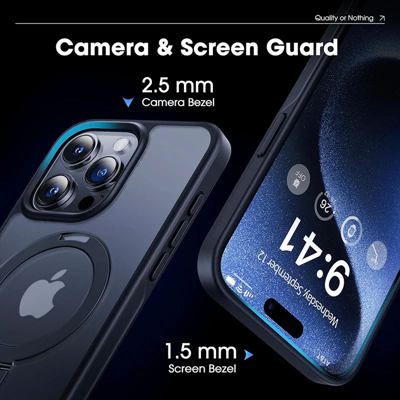 Étui MagSafe translucide de luxe avec support à anneau pour iPhone 15 14 Pro Max Plus 12 13 11 Charge sans fil ultra mince coque arrière