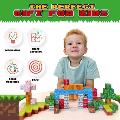 Ensemble de blocs de construction magnétiques - Jouets sensoriels STEM pour enfants, kit de construction écologique pour garçons et filles à partir de 6 ans