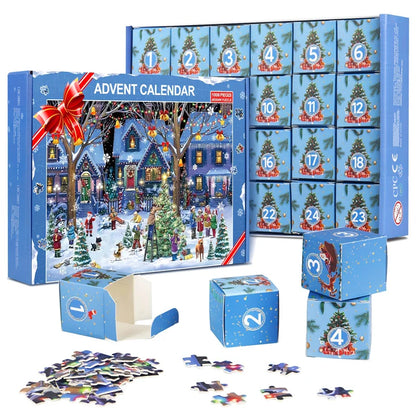 Calendrier de l'Avent Puzzle Jigsaw de Noël - Puzzle de 1008 pièces Compte à rebours jusqu'à Noël Cadeau pour tous les âges