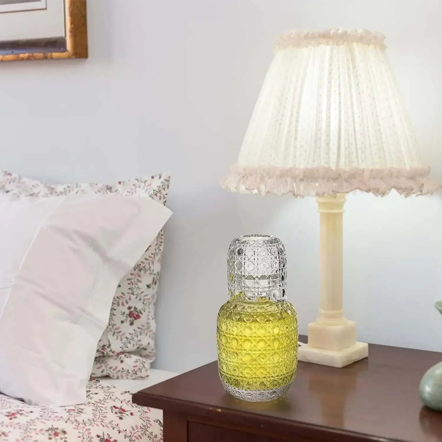 Ensemble de carafes de nuit en verre élégant - Design exquis & utilité polyvalente