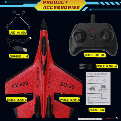 EPP Télécommande Avion de Chasse SU-35 - Avion Planeur 2.4G pour Enfants, Jouet Facile à Piloter