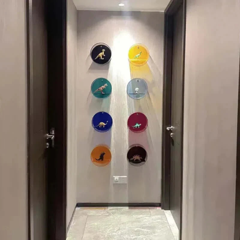 Étagère d'affichage murale ronde en acrylique des années 80