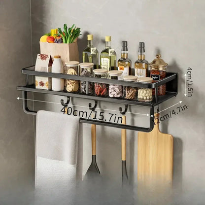 Étagère de cuisine noire | Montage mural facile