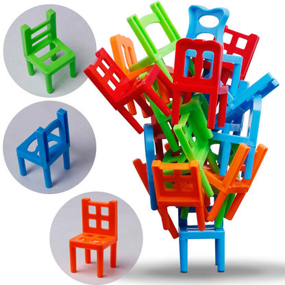 Chaises d'équilibre éducatives Jeu pour enfants - Ensemble de jouets coloré de 18 pièces, plastique ABS écologique, activité d'apprentissage amusante