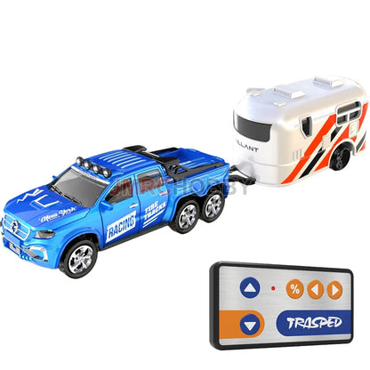 Voiture RC en alliage avec remorque - Véhicule miniature télécommandé 2,4 GHz pour enfants et adultes