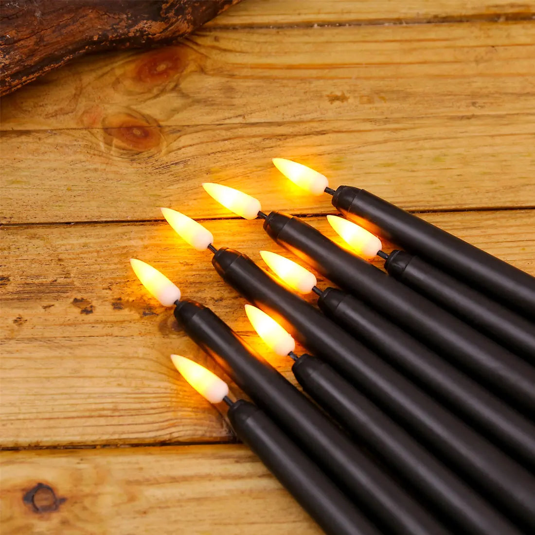Bougies LED de crépuscule - Bougies LED noires mystiques pour Halloween