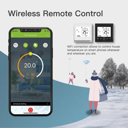 Thermostat LCD Intelligent WiFi Affichage de Contrôle de Température - Contrôle de Chauffage au Sol WiFi & Chaudière à Gaz via SmartLife Google Alexa Apps