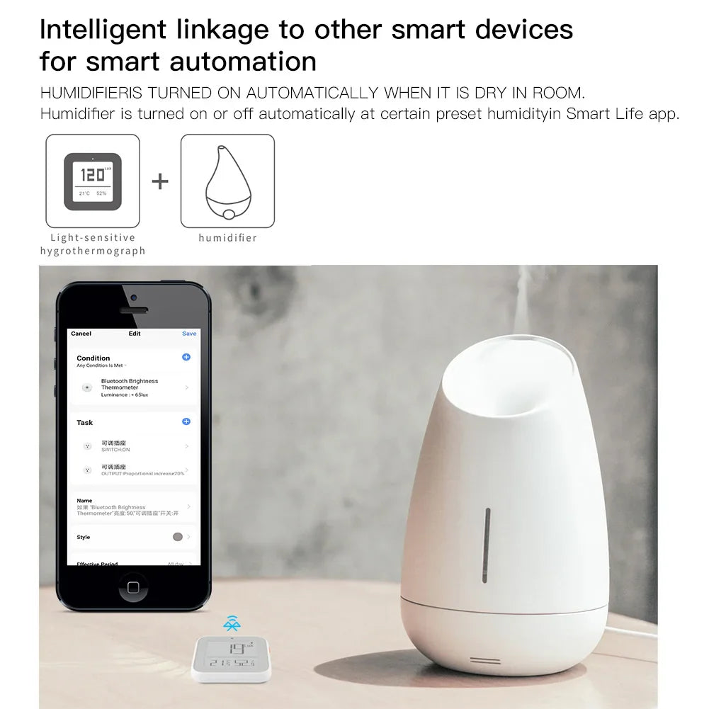 Capteur de luminosité, de température et d'humidité Tuya ZigBee Smart Bluetooth Mesh - Contrôle WiFi via les applications SmartLife Google Alexa