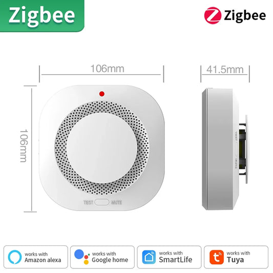 Détecteur de fumée et alarme intelligente Tuya - Alarme 80db contrôlée par WiFi via les applications SmartLife Google Alexa