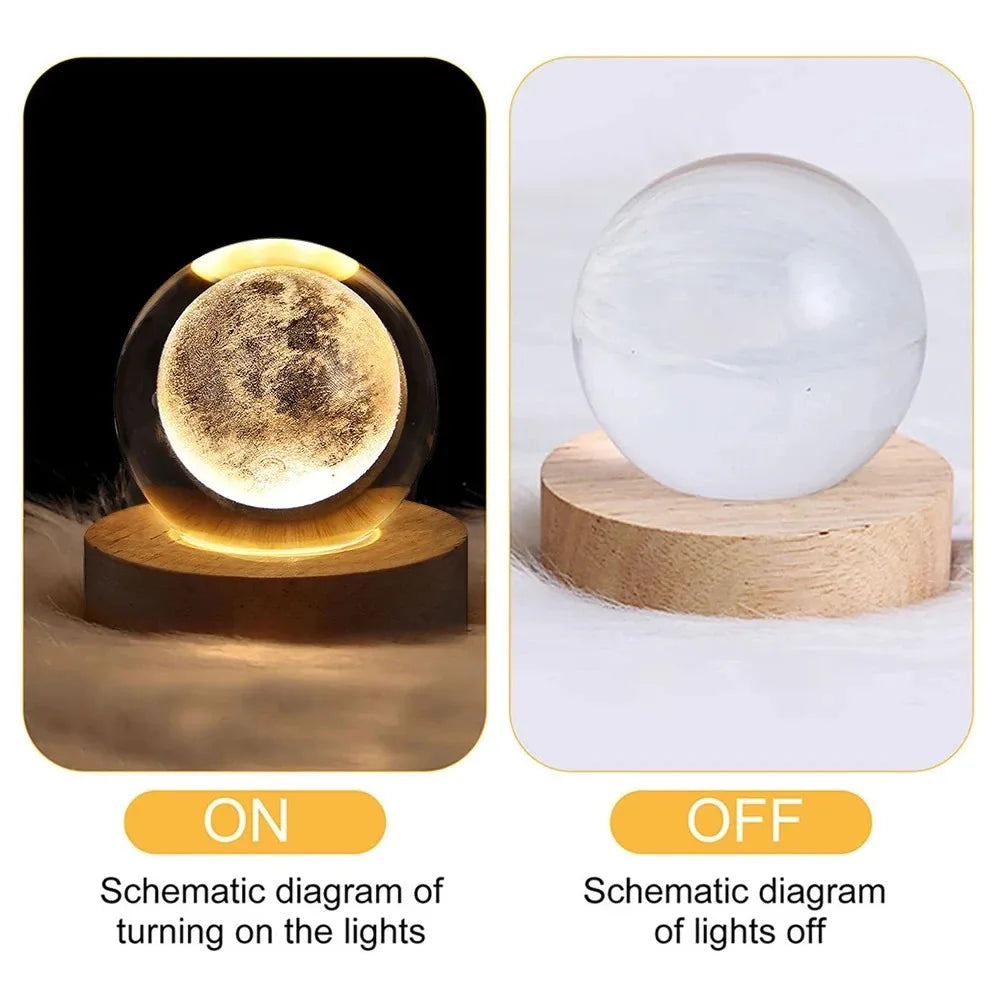 GALAXIE Éblouissante - Lampe à Crystal 3D avec Projections Planétaires - Éclairage USB Ambiance Cozy