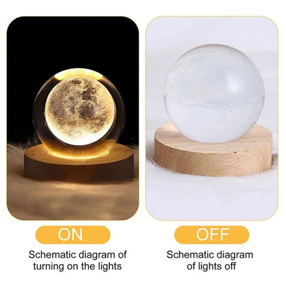 GALAXIE Éblouissante - Lampe à Crystal 3D avec Projections Planétaires - Éclairage USB Ambiance Cozy