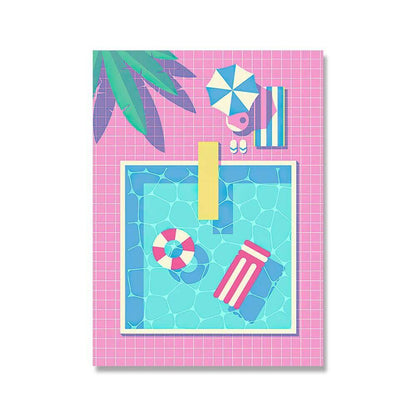 Affiche en toile PoP Art de piscine bleue