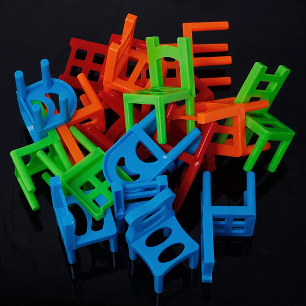 Chaises d'équilibre éducatives Jeu pour enfants - Ensemble de jouets coloré de 18 pièces, plastique ABS écologique, activité d'apprentissage amusante