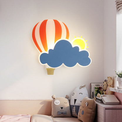 Floroux LED Applique Murale | Design Créatif de Montgolfière & de Nuage | Pour Chambre d'Enfant | Lumière Blanc Chaud & Blanche