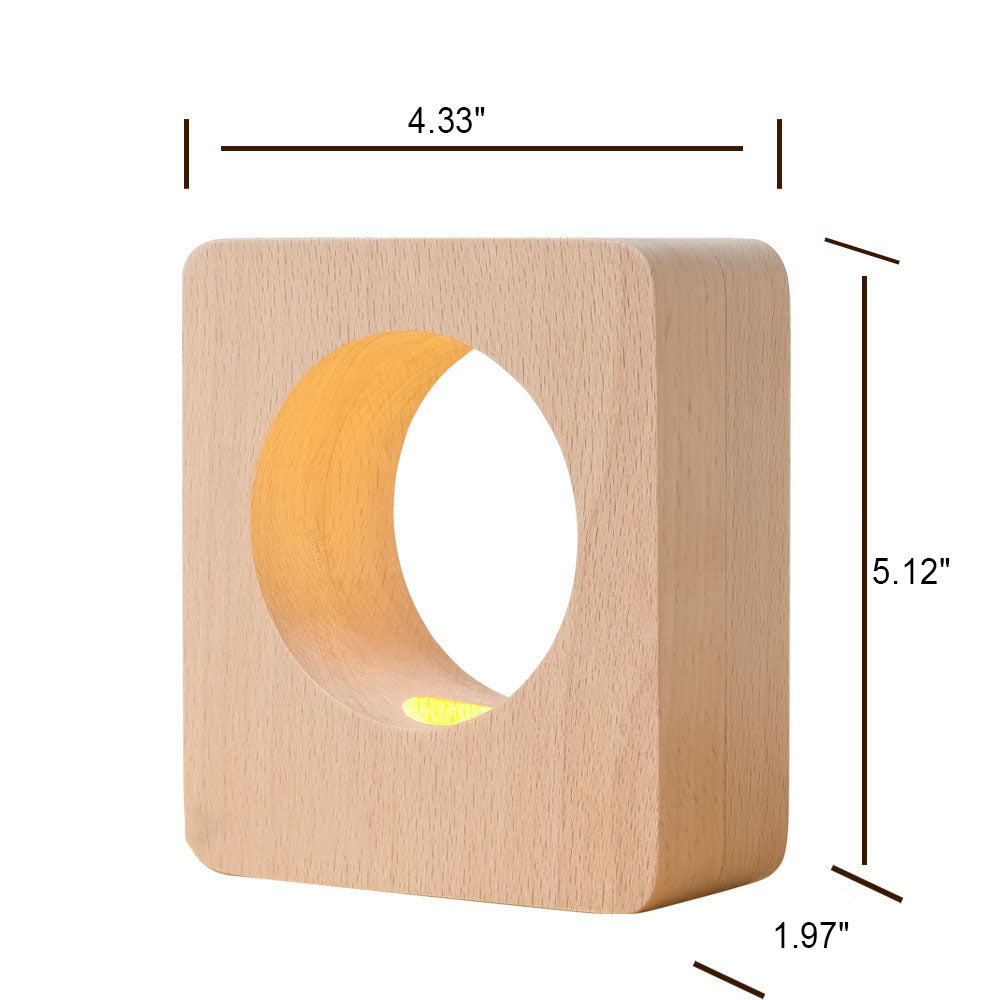 Lampe USB rechargeable en bois massif avec trou de bois
