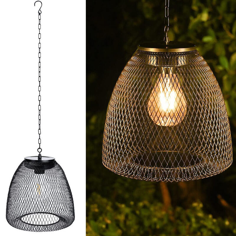 Floroux Solar Suspension Luminaire | Design en fer et rotin | Résistant aux intempéries | Éclairage LED | Pour terrasse & jardin