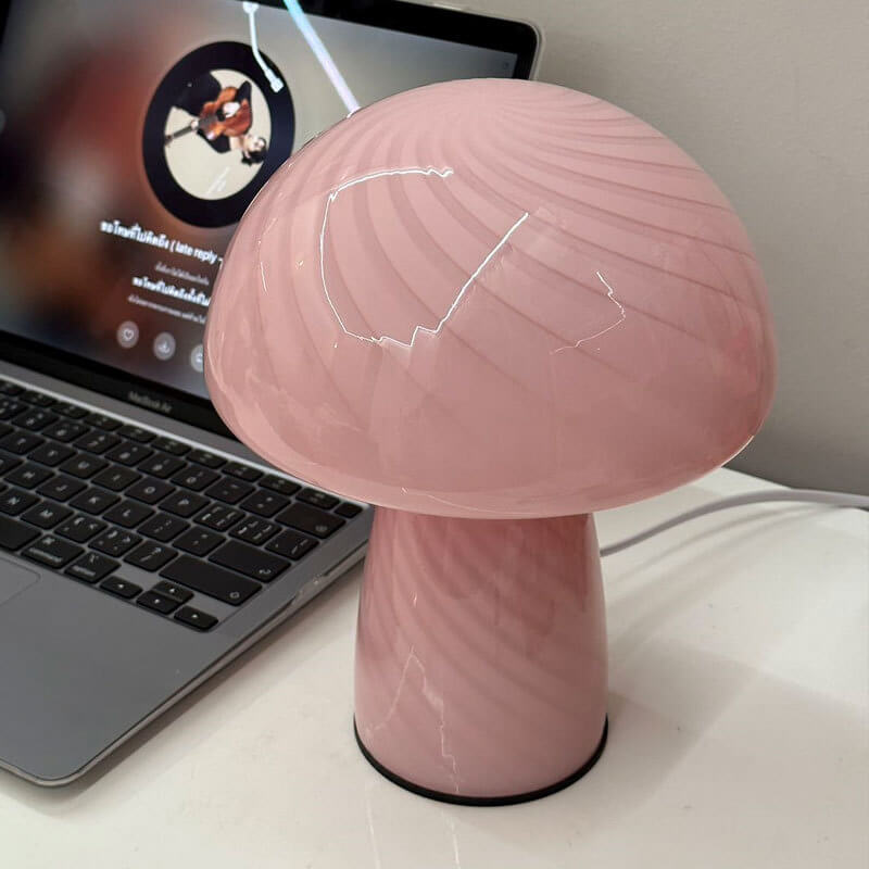Floroux lampe de table en verre au design de champignon | Minimaliste & Moderne | Lumière d'ambiance chaude | Parfait pour la maison & le bureau