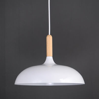 Floroux Modern Pendant Light | Wood-Metal Design | LED Lamp | Dome Style | Various Sizes and Colors