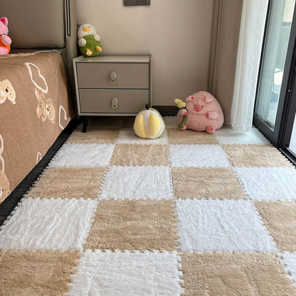Tapis de jeu en puzzle de sol protecteur doux à damier pour enfants