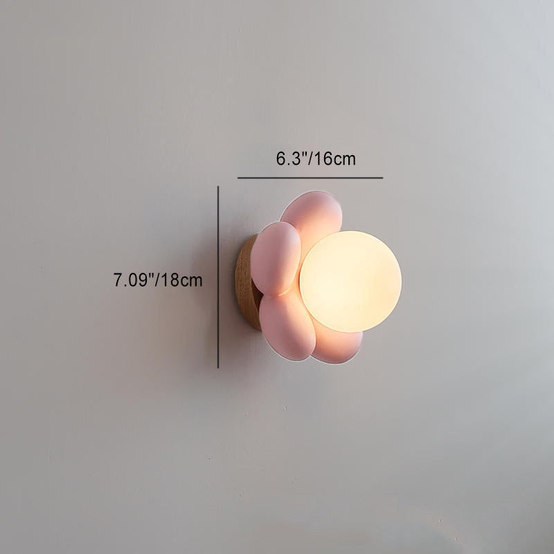 Floroux Applique Murale | Design Nordique Créatif | Forme de Fleur | Céramique & Bois | 1-Source
