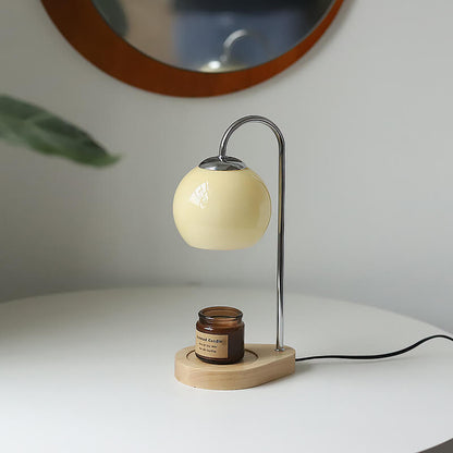 Floroux wooden table lamp with spherical light design | Wax effect | Dimmable | Perfect for the bedroom and decoration