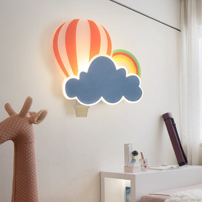 Floroux LED Applique Murale | Design Créatif de Montgolfière & de Nuage | Pour Chambre d'Enfant | Lumière Blanc Chaud & Blanche
