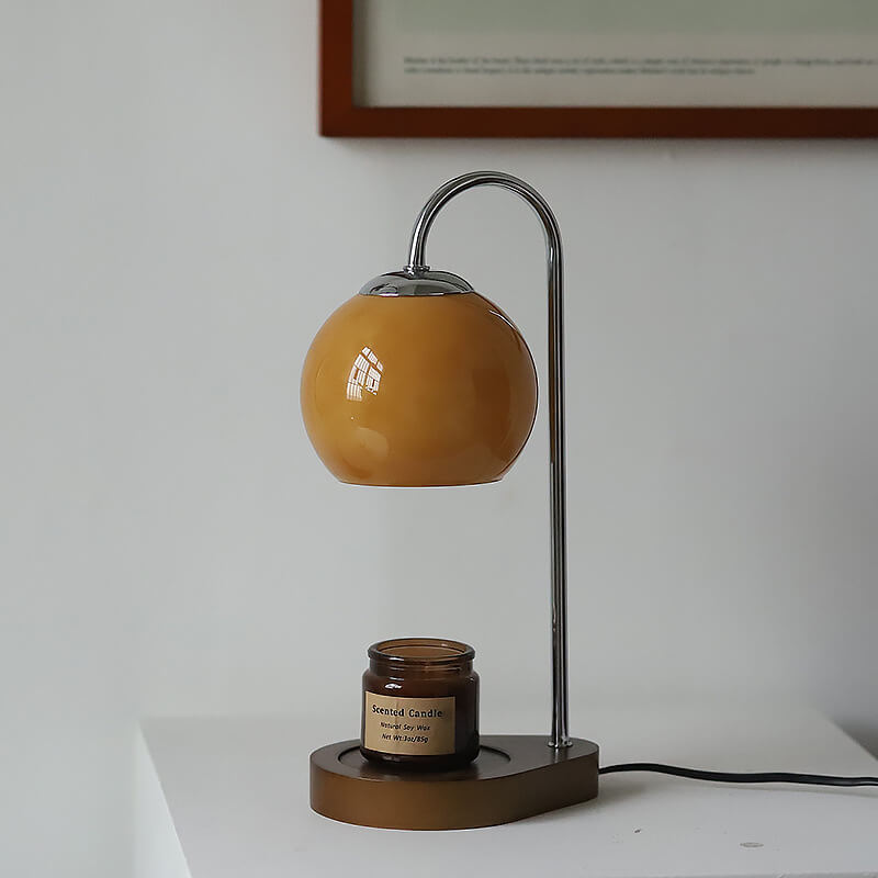 Floroux wooden table lamp with spherical light design | Wax effect | Dimmable | Perfect for the bedroom and decoration