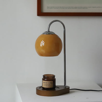 Floroux wooden table lamp with spherical light design | Wax effect | Dimmable | Perfect for the bedroom and decoration