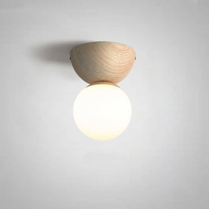 Floroux ZenGlow Minimalisme Japonais LED Luminaire de Plafond | Aspect Bois | Design en Verre | Forme Ronde | Montage Encastré | Éclairage Stylé
