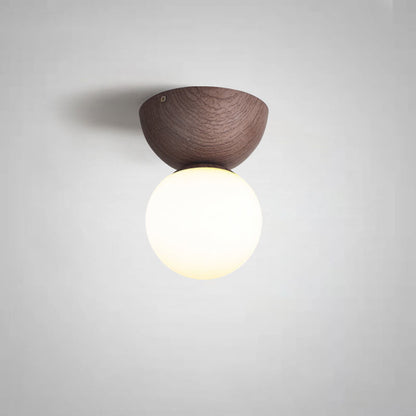 Floroux ZenGlow Minimalisme Japonais LED Luminaire de Plafond | Aspect Bois | Design en Verre | Forme Ronde | Montage Encastré | Éclairage Stylé