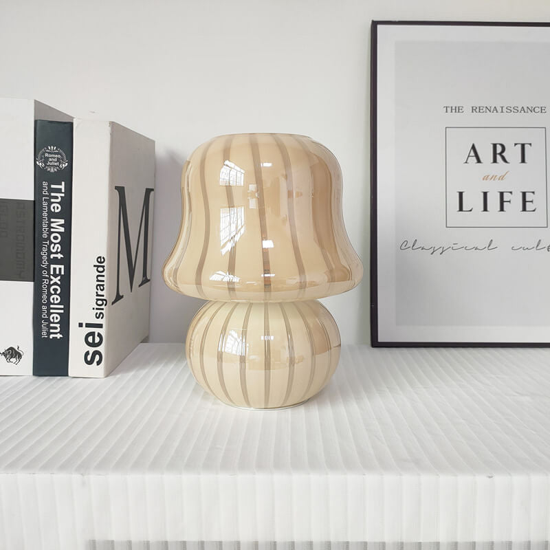 Floroux Lampe de Table en Verre | Design Français | Fait Main | Forme de Champignon | Décoration & Éclairage