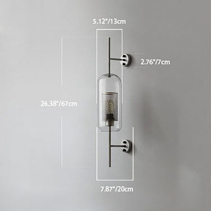 Floroux Lampe murale industrielle | Abat-jour cylindrique en verre | Cadre en fer | Décor pour chambres à coucher & espaces de vie