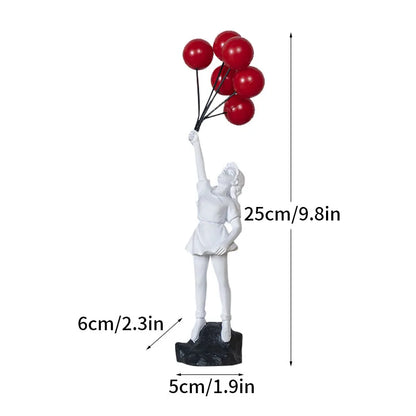 Floroux Banksy Sculpture Collection | Flower Thrower & Balloon Girl | Pop Art Figures | Modern Décor for Office and Home
